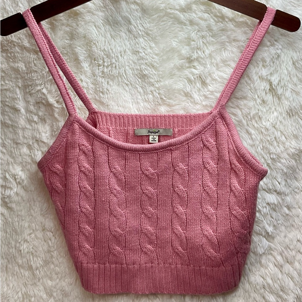 Papaya Pink Cable Knit Camisole